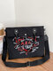 Women Valentine's Day Love Confession Canvas Shoulder Bag Handbag - Black