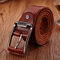 Genuine Leather Men's Belt Casual Waistband Waist Strap Smooth - Red