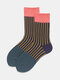 5 paires de chaussettes unisexes en coton rayées à la mode, respirantes et polyvalentes - Rayé
