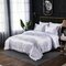 Luxury Silk Like Comforter Sets Queen Satin Jacquard Paisley Brushed Heart Quilted Bedding Sets with Pillowcases - White