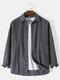 Mens Corduroy Pure Color Button Up Loose Basics Long Sleeve Shirts - Gray