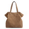 Women Casual Durable Canvas Handbag Large Capacity Shoulder Bag - Brown