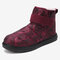 Plus Size Women Waterproof Cloth Plush Lining Hook Loop Ankle Boots - Red