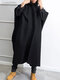 Mens Gothic Baggy Hooded Poncho Long Cloak Overcoat - Black