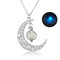 Fashion Halloween Luminous Unisex Necklace Moon Pumpkin Hollow Pendant Necklace Jewelry Gifts - Sky Blue