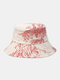 Unisex Polyester Cotton Line Drawing Landscape Painting Print Fashion Sunshade Bucket Hat - Red