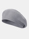 Women Knitted Solid Color All-match Octagonal Hat Beret - Gray