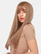 24 Inch Light Brown Long Straight Hair Full Bangs High Temperature Fiber Wigs - 24 Inch