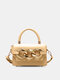 Women Faux Leather Fashion Solid Color Chain Rivet Handbag Crossbody Bag - Yellow
