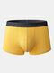 Mens Modal Seamless Boxer Briefs Solid Color U Convex Boyshorts - Yellow