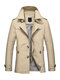 Business Casual Coat Washed Cotton Turndown Collar Jacket for Men - Khaki