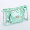 3Pcs PVC Transparent Candy Color Cosmetic Bag Travel Organizer Storage Bag - Green