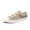 Men Colorblock Comfy Breathable Elastic Band Slip On Casual Daily Canvas Sneakers - Khaki