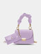 Women Faux Leather Fashion Multi-Carry Alligator Solid Color Handbag Crossbody Bag - Purple