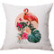 Flamingo Linen Throw Pillow Cover Pattern Watercolour Green Tropical Leaves Monstera Leaf Palm Aloha - #17