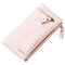 Stylish Candy Color PU Leather Long Wallet Card Holder Phone Bag For Women - Pink