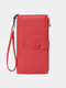Women Faux Leather Fashion Multi-Slots Multifunction Solid Color Clutch Bag Brief Phone Bag - Red