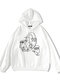 Men White Abstract Graphic Print Hoodie - White