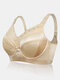 Plus Size Full Coverage Lace Patchwork Thin Push Up Bras - Nude
