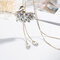 Fashion Swan Crystal Long Necklaces Silver Gold Tessels Drop Sweater Necklaces for Women - Gold