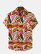 Mens Colorful Abstract Striped Print Holiday Short Sleeve Shirts - Multi Color