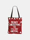 Women Canvas Christmas Print Tote Handbag - #04
