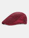 Men Mesh Solid Color Summer Outdoor Breathable Flat Hat Forward Hat Beret - Red