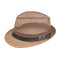 Mens Panama Solid Straw Breathable Jazz Cap Outdoor Travel Sunshade Fashion Sun Cap - Coffee