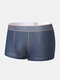 Mens Mesh Breathable Contrast Binding Geo Pattern Waistband Boxer Briefs - Navy