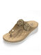 Mujer Casual Calico Applique Cuñas Talón Clip Toe zapatillas - marrón