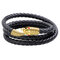 Trendy Multilayer Snake Shape Bracelet Gold Leather Bracelets for Men  - Black & Gold