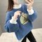 Thickening Water-like Cashmere Sweater Loose Long-sleeved Head Half-high Collar Knit Bottoming Shirt - Blue
