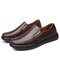 Men Genuine Leather Slip Resistant Slip On Soft Sole Casual Shoes  - Brown