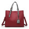 Women Crocodile Pattern Tote Handbag Solid PU Leather Crossbody Bag Casual Shoulder Bag - Red