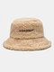 Cappello unisex in lana d'agnello con lettera ricamata con calore addensato - Cachi