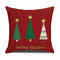 Cojín de lino de árboles de Navidad de estrella de rayas clásicas Caso Funda de cojín de sofá para el hogar Navidad diciembre - #4