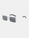 Óculos de sol unissex moda simples ao ar livre anti-uv personalidade quadrado portátil - Prata