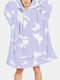 Mens Tie-Dye Print Thicken Fleece Lined Warm Homewear Blanket Hoodies - Purple