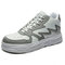 Men Casual Mid-calf Lace-up Priting Platform Skate Shoes - Gray White