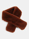 Women Plush Solid Color Soft Warmth Fashion Cross Scarf - Brown