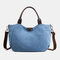 Women Patchwork Canvas Handbag Crossbody Bag - Blue