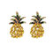 Sweet Pineapple Orecchio Stud Geometric Fruit Rhinestone Orecchio Ring Gioielli vintage per le donne - Giallo