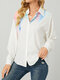 Tie Dye Long Sleeve Lapel Button Down Shirt For Women - White