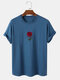 قميص رجالي روز الرسومات قطن 100٪ غير رسمي بأكمام قصيرة - أزرق غامق