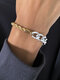 Trendy Simple Two-color Cuban Chain Twist Chain Patchwork Geometric-shaped Adjustable Alloy Bracelet - #01