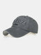 Men Washed Cotton Letter Pattern Baseball Cap Outdoor Sunshade Adjustable Hat - Gray