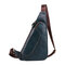 Men Cowhide Genuine Leather Vintage Chest Bag Solid Oil Wax Crossbody Bag - Blue
