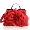 Rose Flower Women Handbag Cosmetic Bag - Red