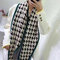 Écharpe en tricot double couche pied-de-poule multicolore châle pour femmes - Noir