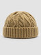 Unisex Knitted Jacquard Solid Color Classic Twist Pattern All-match Warmth Brimless Beanie Landlord Cap Skull Cap - Khaki
